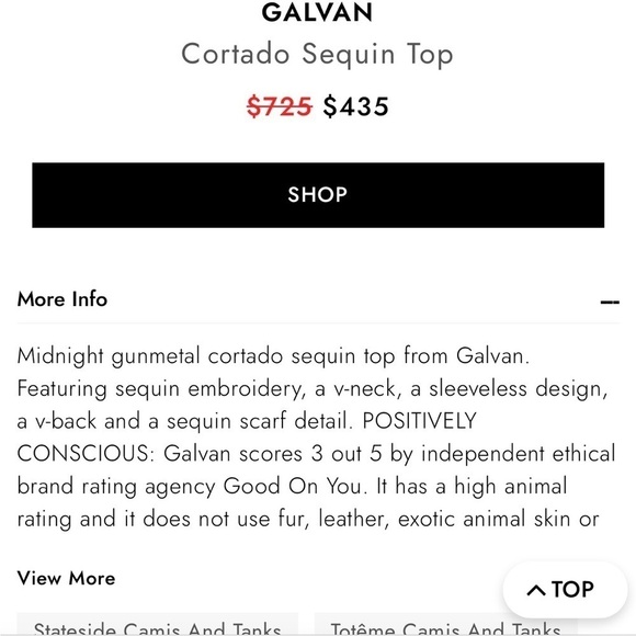 Galvan London Navy Sequin Cortado Top with Sequin Scarf in Back - Picture 5 of 15